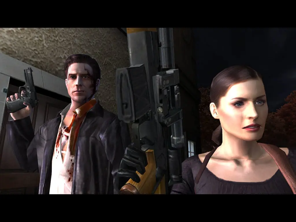Max Payne 2: The Fall of Max Payne — Max and Mona Sax side by side, both armed